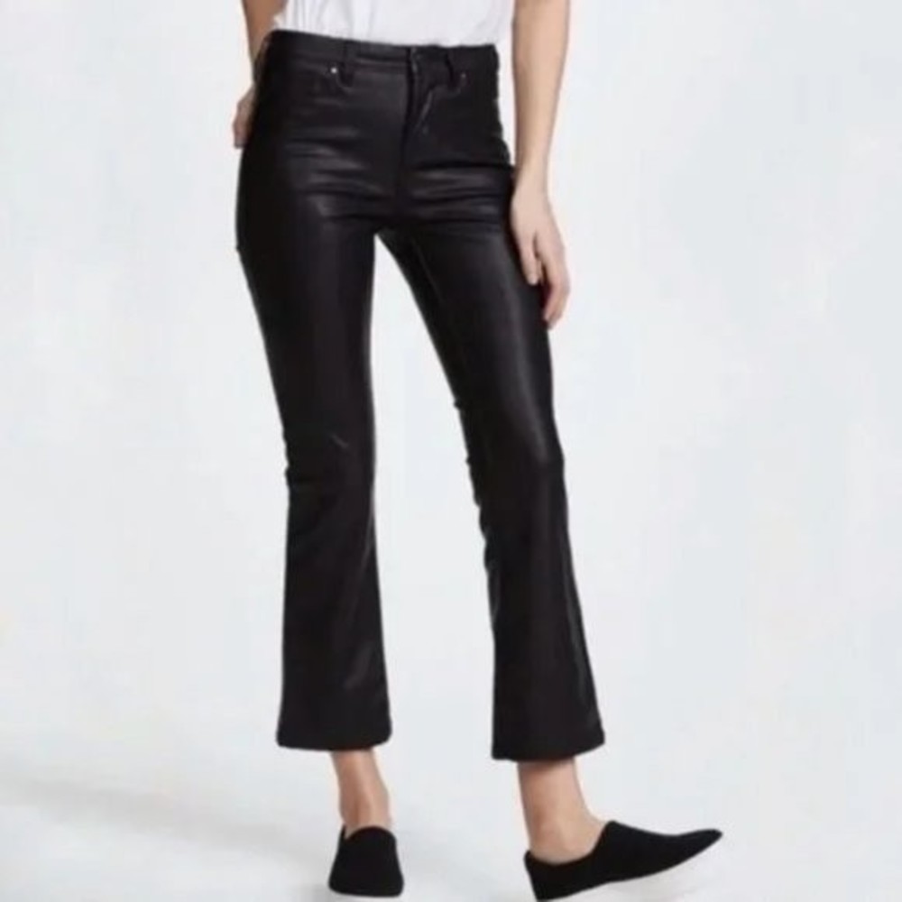 BLANK NYC The Varick Faux Leather Kick Flare Pants Black Size 31